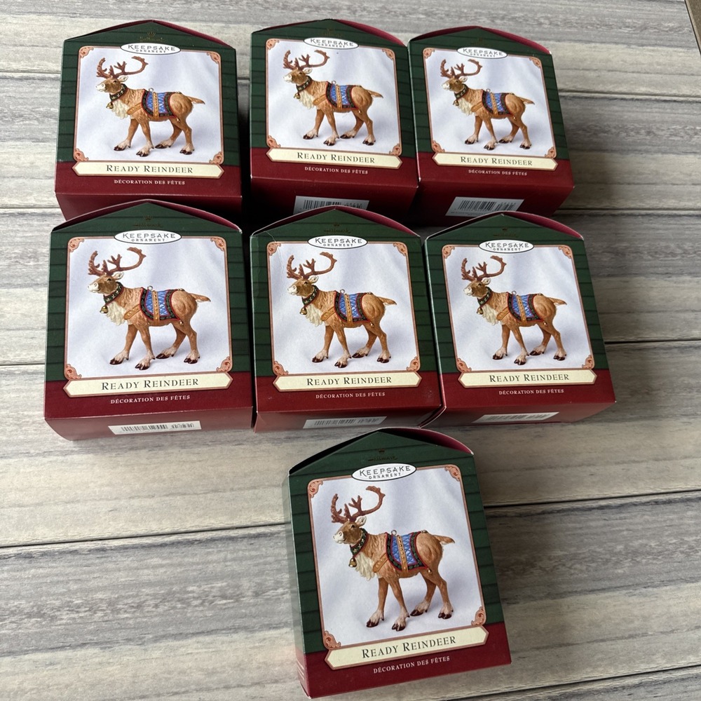 Hallmark Night Before Christmas 2001 Ornaments Reindeer Sleigh Santa Lot of 7